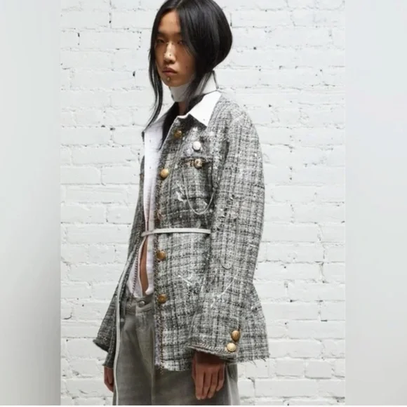 Like New R13 Paint Splatter tweed blazer/jacket, L,  PG1456 - Picture 3 of 16